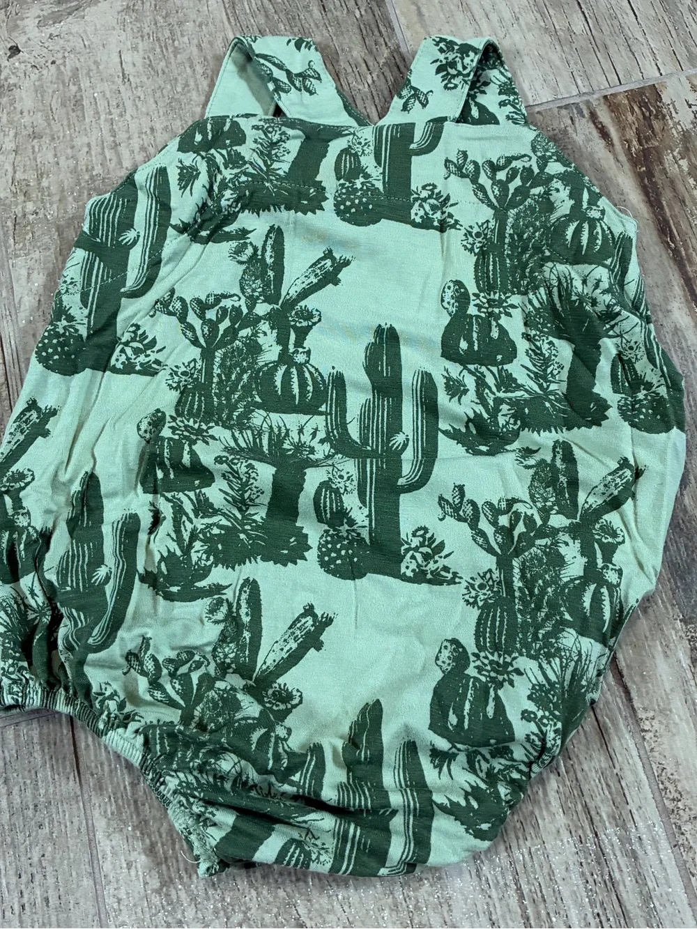 Kate Quinn Baby 0-3M Green Cactus Print Sleeveless Bubble Romper Bodysuit #1316